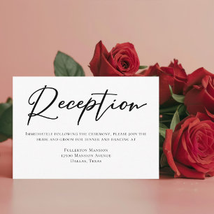 Simple Black Typography Formal Wedding Reception Enclosure Card