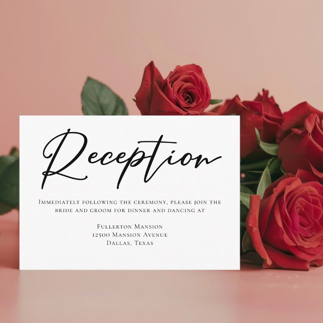Simple Black Typography Formal Wedding Reception Enclosure Card (Creator Uploaded)