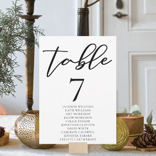 Simple Black Typography Table Number w/ Names