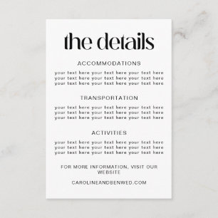 Simple Black Typography Wedding Details Template