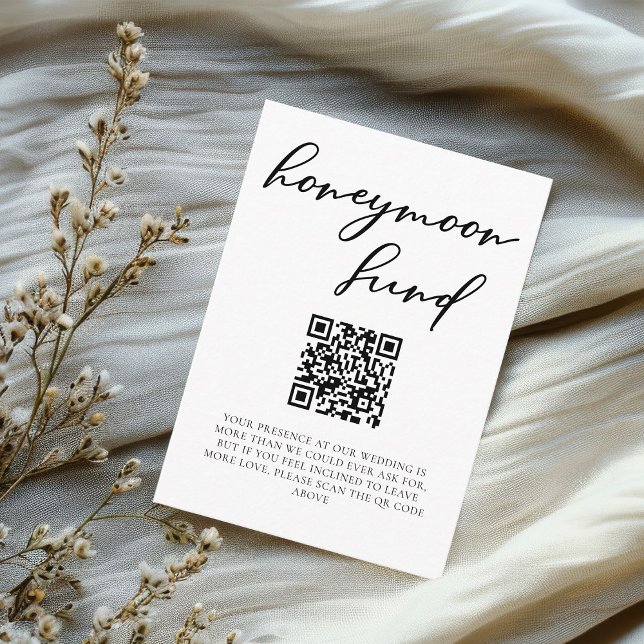Simple Black Typography Wedding Honeymoon Fund Enclosure Card (Creator Uploaded)