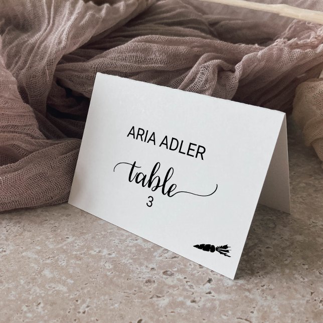 Simple Black Vegetarian Meal Option Placecard Table Number (Creator Uploaded)