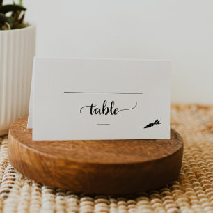 Simple Black Vegetarian Meal Option Wedding Place Card