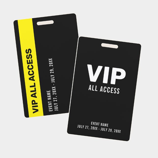Simple Black VIP All Access Pass Event ID Badge (VIP All Access ID Badge)