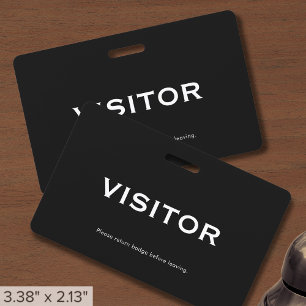 Simple Black Visitor ID Badge