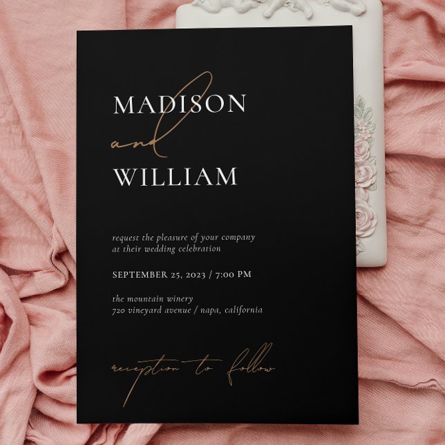 Simple Black Wedding Modern Minimalist Invitation (Creator Uploaded)