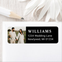 Simple Black Wedding Photo Return Address