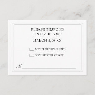 Simple Black Wedding RSVP Card