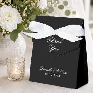 Simple Black Wedding Thank You Calligraphy Script Favour Box