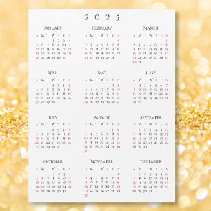 Simple Black White 2025 New Year Magnetic Calendar