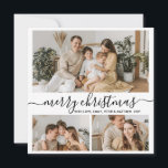 Simple Black White 3 Photo Collage Christmas Holiday Card<br><div class="desc">Simple, Elegant Calligraphy White and Black 3 Photo Collage Merry Christmas Script Holiday Card. This festive, minimalist three (3) photo holiday card template features a nice photo collage and says „Merry Christmas”! The „Merry Christmas” greeting text is written in a pretty hand lettered swirly swash-tail font in black on white...</div>