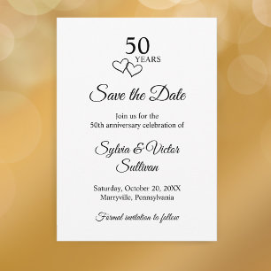 Simple Black & White 50th Wedding Anniversary Save The Date