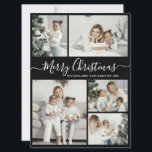 Simple Black White 5 Photo Collage Christmas Holiday Card<br><div class="desc">Simple, Elegant Calligraphy Black and White 5 Photo Collage Merry Christmas Script Holiday Card. This festive, minimalist, whimsical five (5) photo holiday greeting card template features a pretty grid photo collage and says „Merry Christmas”! The „Merry Christmas” greeting text is written in a beautiful hand lettered swirly swash-tail font type...</div>