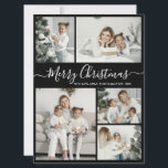 Simple Black White 5 Photo Collage Christmas Holiday Card<br><div class="desc">Simple, Elegant Calligraphy Black and White 5 Photo Collage Merry Christmas Script Holiday Card. This festive, minimalist, whimsical five (5) photo holiday greeting card template features a pretty grid photo collage and says „Merry Christmas”! The „Merry Christmas” greeting text is written in a beautiful hand lettered swirly swash-tail font type...</div>