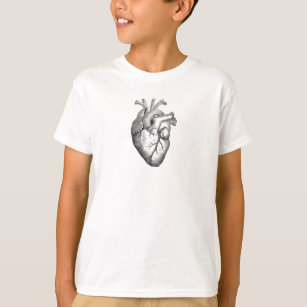 Simple Black White Anatomy Heart Illustration T-Shirt