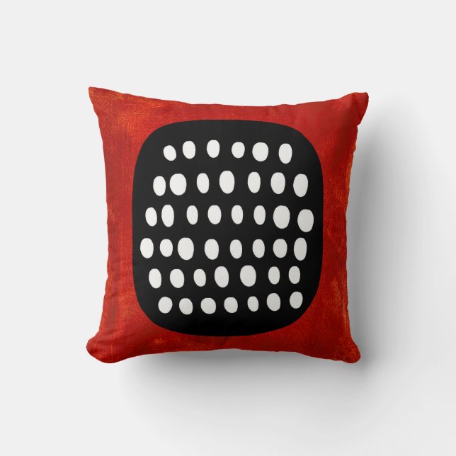 Simple Black White and Red Throw Pillow (Front)