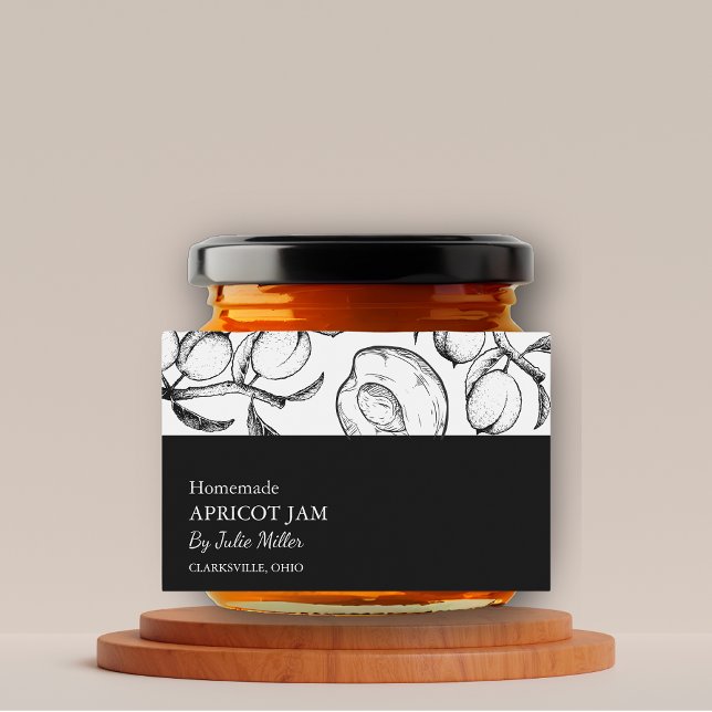 Simple Black & White Apricot Jam Label (Creator Uploaded)