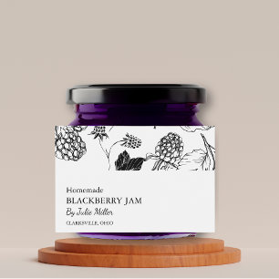 Simple Black & White Blackberry Jam Label