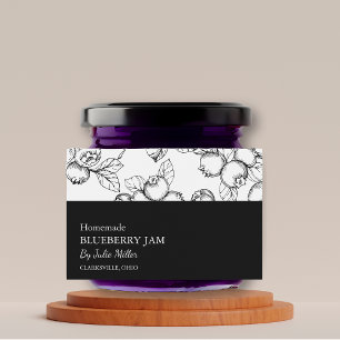 Simple Black & White Blueberry Jam Label