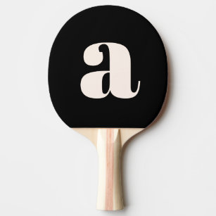 Simple Black White Bold Retro Monogram Initial Ping Pong Paddle