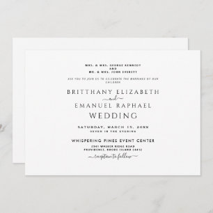 Simple Black & White Both Parents Listed Invitatio Invitation