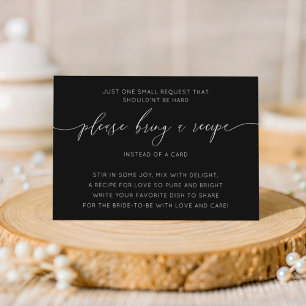 Simple Black & White Bridal Shower Recipe Enclosure Card