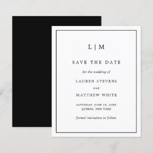 Simple Black White Budget Wedding Save the Date