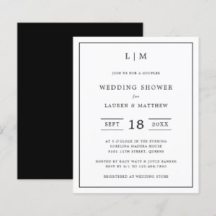 Simple Black White Budget Wedding Shower Invite