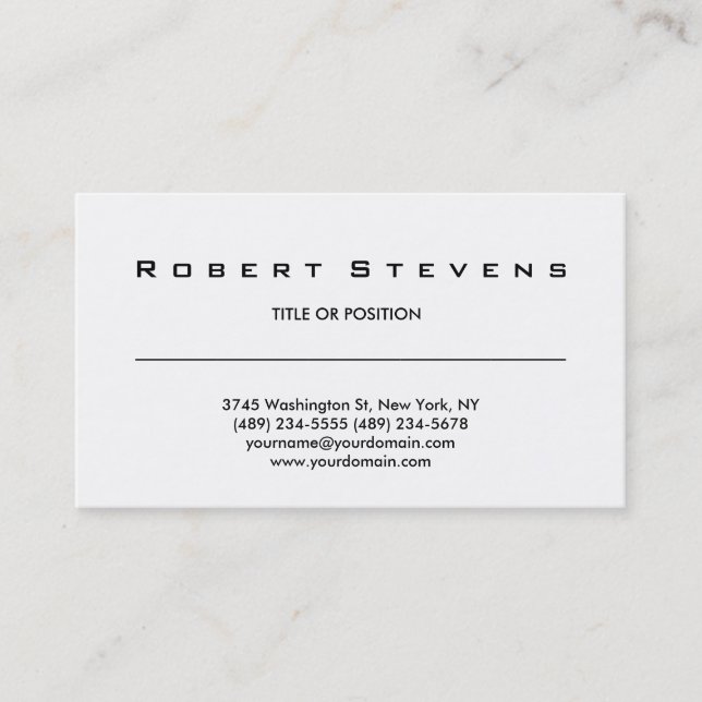 Simple Black White Business Card (Front)