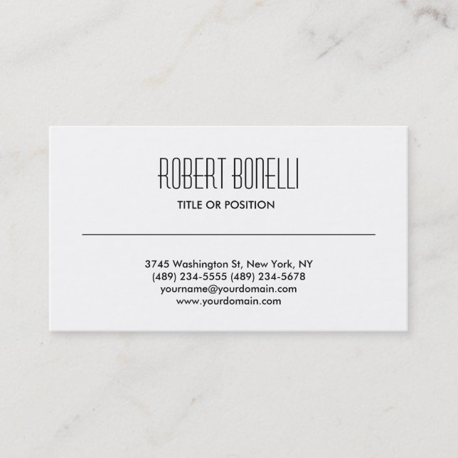 Simple Black White Business Card (Front)