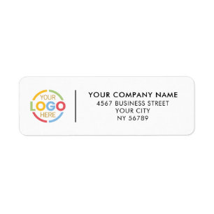 Simple Black White Business Logo Return Address Label