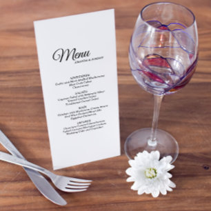 Simple Black White Calligraphy Dinner Drink Menu