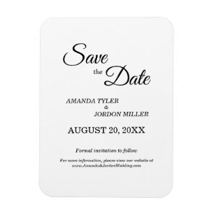 Simple Black White Calligraphy Save the Date Magnet