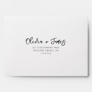 Simple Black & White Calligraphy Wedding Envelope