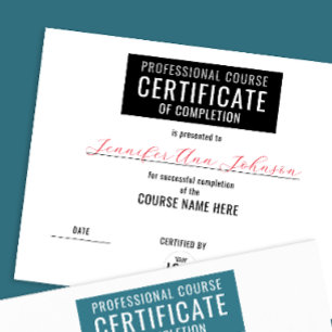 Simple Black White Certificate Of Completion Award