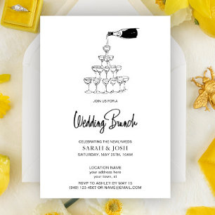 Simple Black & White Champagne Wedding Brunch Invitation