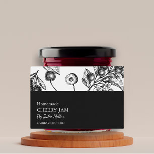 Simple Black & White Cherry Jam Label