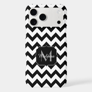 Simple black white chevron pattern lines Monogram