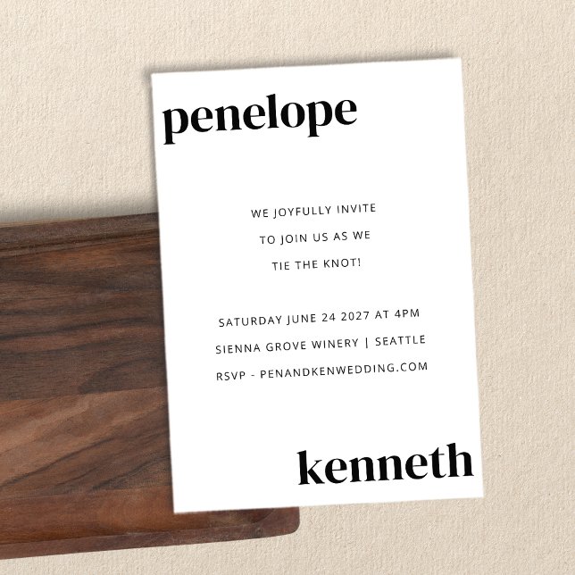 Simple Black White Chic Modern Wedding All In One Invitation (Creator Uploaded)