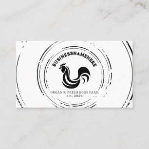 Simple Black White Chicken QR Code Business Card