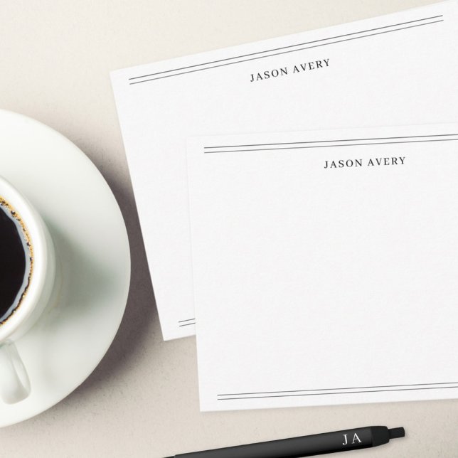 Simple Black White Classic Double Lined Note Card (Creator Uploaded)