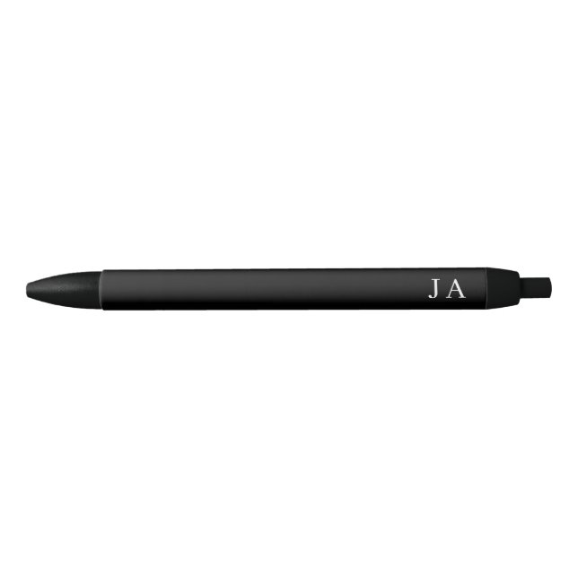 Simple Black White Classic Monogram Stationery Ink Pen (Front)