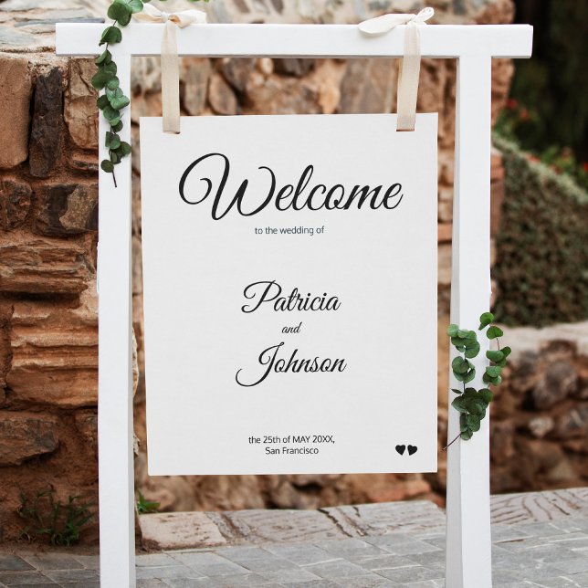 Simple black white classic wedding welcome sign (Creator Uploaded)