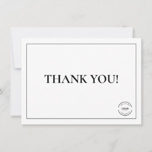 Simple Black White Company Logo Custom Thank You Card