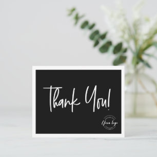 Simple Black White Company Logo Social Thank You Card
