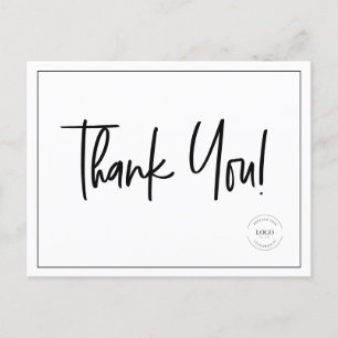 Simple Black White Company Logo Social Thank You  Postcard