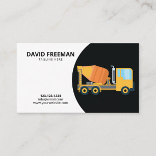 Simple Black & White Concrete Mixer Construction Business Card