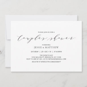 Simple Black & White Couples Wedding Shower Invita Invitation
