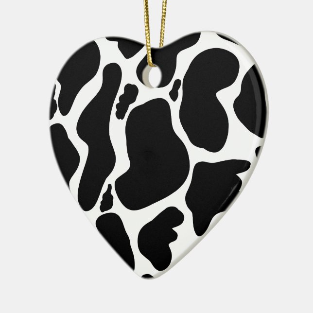 Simple Black white Cow Spots Animal Ceramic Ornament (Left)