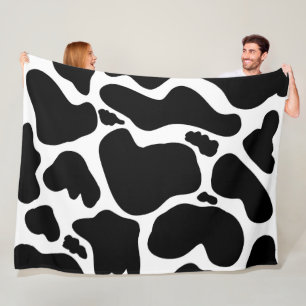 Simple Black white Cow Spots Animal Fleece Blanket